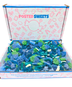 Sweet Hamper full of blue sweets.