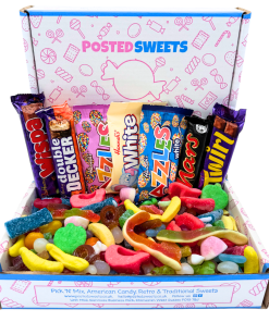 Chocolate and Sweets gift box hamper. 800g of pick and mix reto sweets and loads of classic traditional chocolate bars