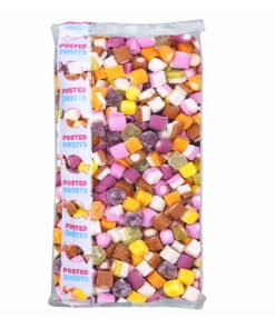 1kg bulk bag of Posted Sweets dolly mix with assorted fondant and jelly sweets in various shapes and colours